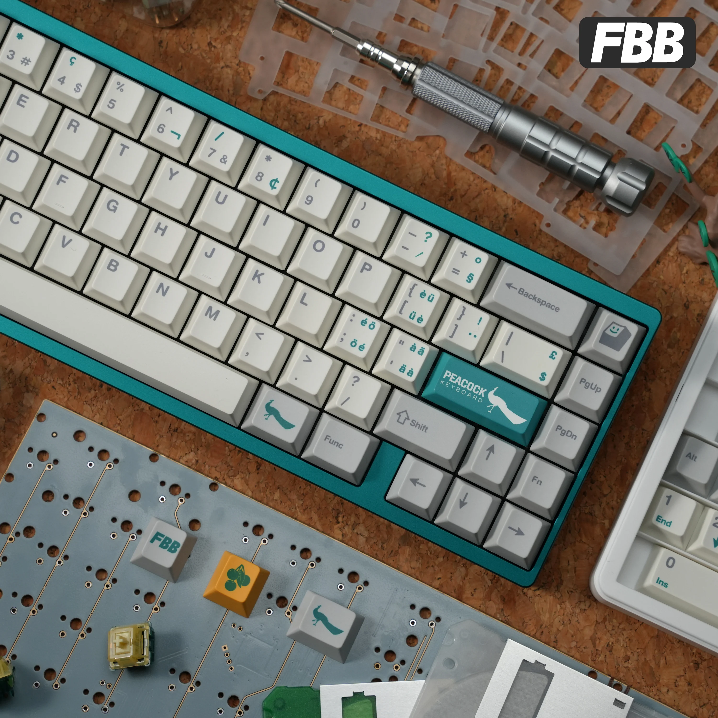 FBB Mechanical Keyboard Keycaps Cherry Profile PBT 145 Keys Peacock Style Keycap DIY Gift 60%, 75%, 80%, 96%, 100% Etc Lay-out
