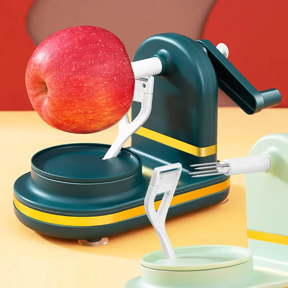 

Manual Apple Peeler and Fruit Cutter with Stainless Steel Blades and Suction Cups Perfect for Easy Kitchen Use