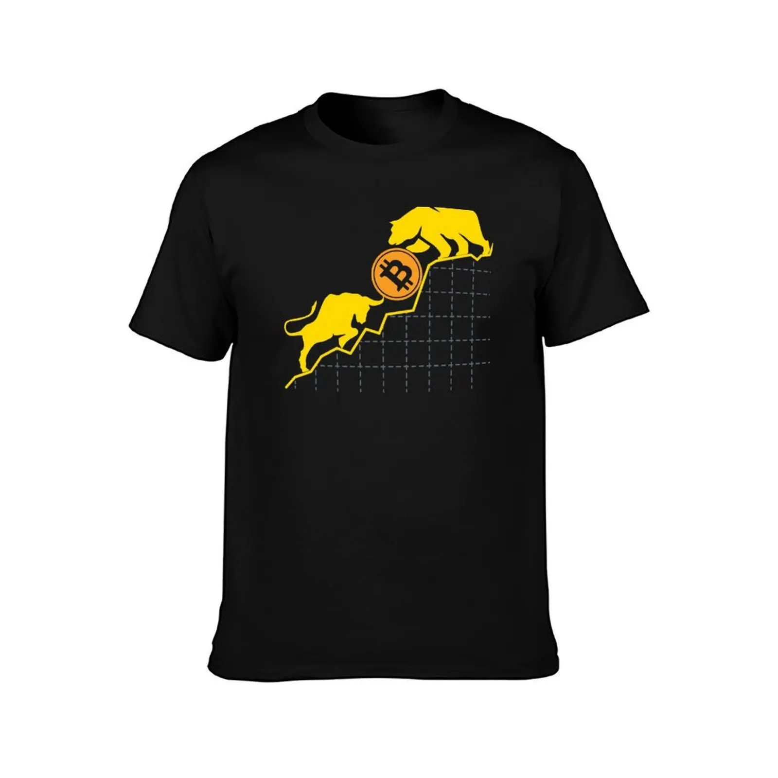 Bitcoin Trader Crypto Asset Trader Bull Vs. Bear Art T-Shirt, Summer Casual Cotton Tee, Oversized Streetwear Tops, 100% Cotton