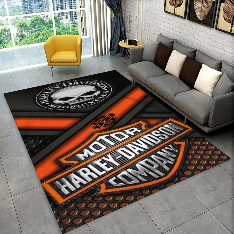 3D Retro H-Harleys Racing Car MOTO Carpet Rug for Home Living Room Bedroom Sofa Doormat Decor,Area Rug Non-slip Floor Mat Gift view 5