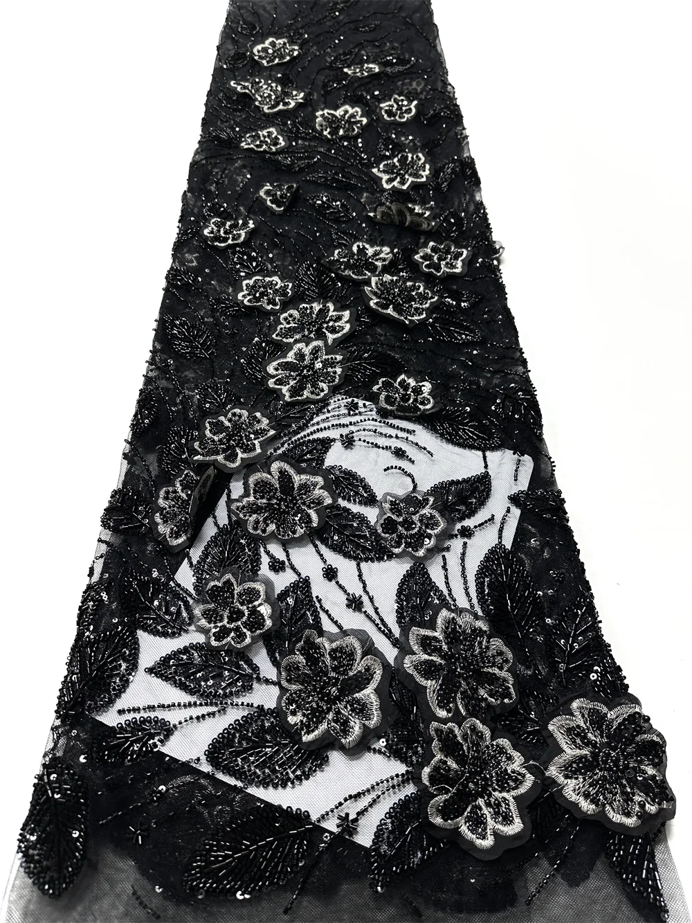 Nigerian Beaded Embroidery Lace 2025 High Quality French Net Sequins Tulle African Lace Fabric for Luxury Wedding Party Women