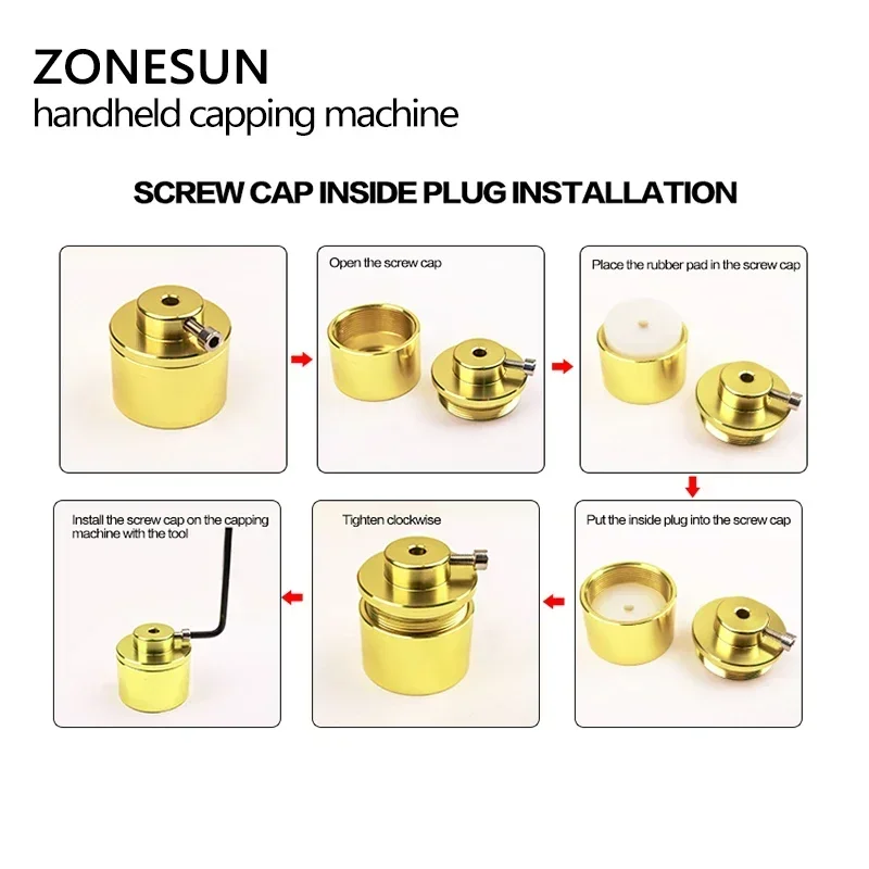 ZONESUN-Máquina Manual de tapado de botellas, sellador de tapas de rosca de 10-30MM