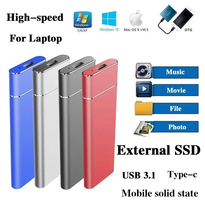 قرص صلب خارجي محمول لأجهزة الكمبيوتر المحمولة ، تخزين SSD ، نوع-C USB ، سرعة عالية ، 2 من من من من من من الخارج ، 4 من الخارج ، 16 ، 8