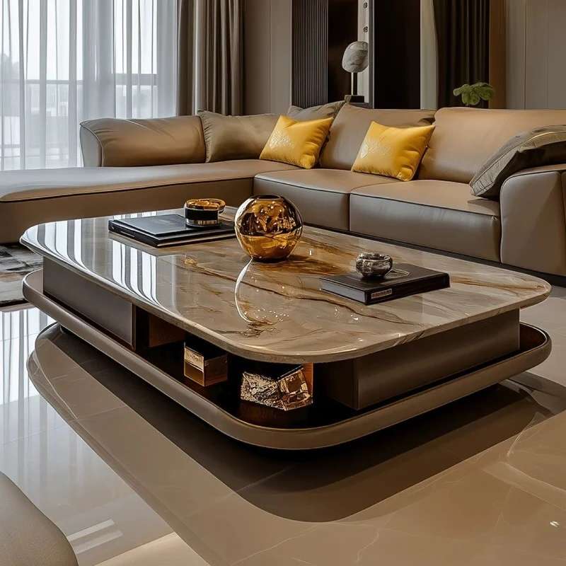 Modern coffee table light luxury high sense microcrystalline stone creative designer villa flat floor large apartment living