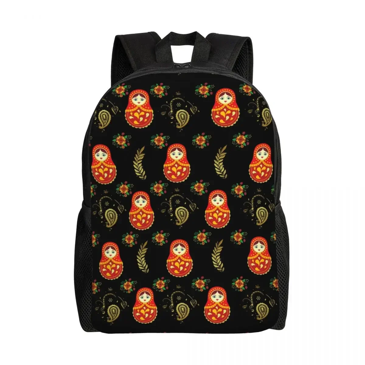 Russian Dolls Matryoshka Backpack 16 Inch Travel Bookbag for School College Students Russia Babushka Folk Art Bag Laptop Daypack