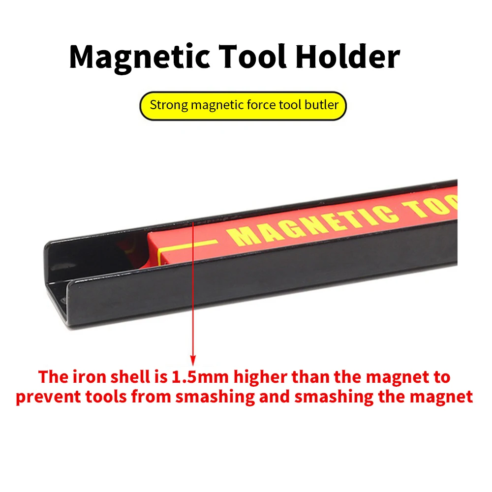 Imagem -04 - Porta-ferramentas de Metal Magnético Barra Organizadora Magnética Cortador de Garagem de Tira Longa Alicate de Chave Armazenamento de Ferramentas Manuais 20 cm 30 cm 46cm