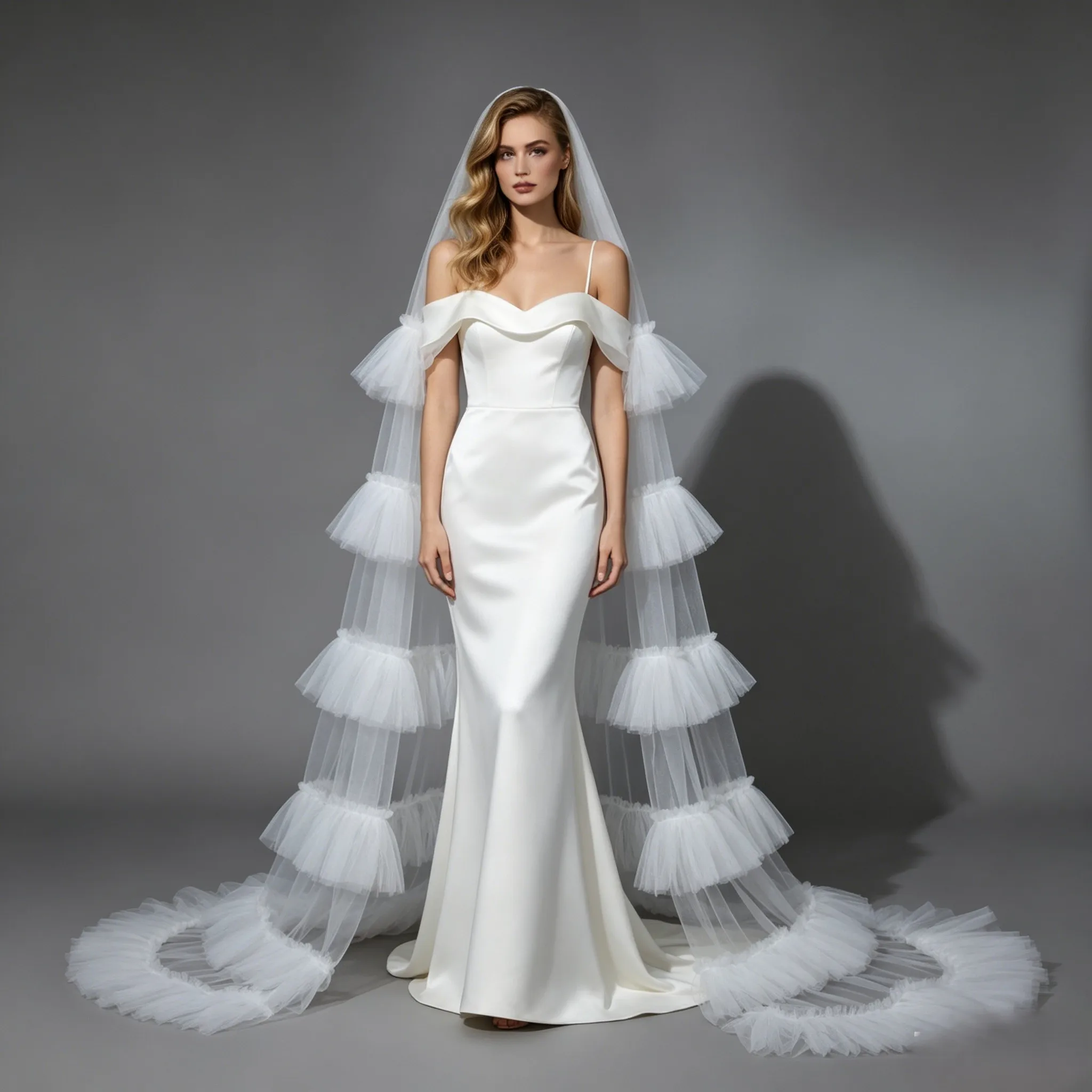 Long Wedding Veil Cathedral Length Bridal Veils Multi-Layer Tulle With Comb Layers Vintage Princess White Ivory Wedding Accesso