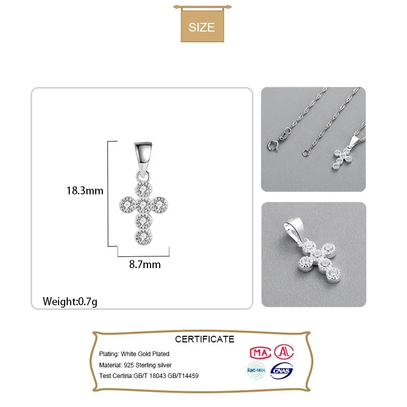 TrustDavis prawdziwe 925 srebro osobowość moda słodki krzyż CZ urok wisiorek Handmade DIY akcesoria Fine Jewelry HY202