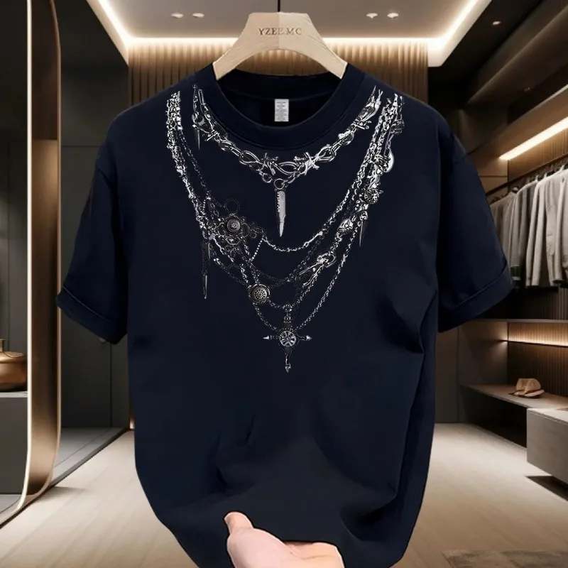 

Trendy American-style Pure Cotton Short-sleeve T-shirt for Men and Women, Summer Printed Loose Short-sleeve Top