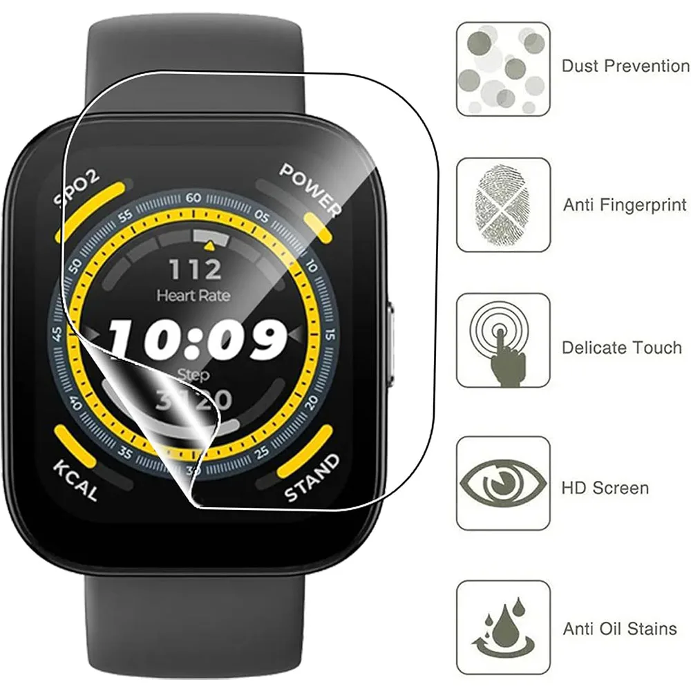 3PCS Clear HD Film Screen Protector For Huami Amazfit Bip 5 Bip5 SmartWatch Protective Films Cover TPU Full Coverage Accessories
