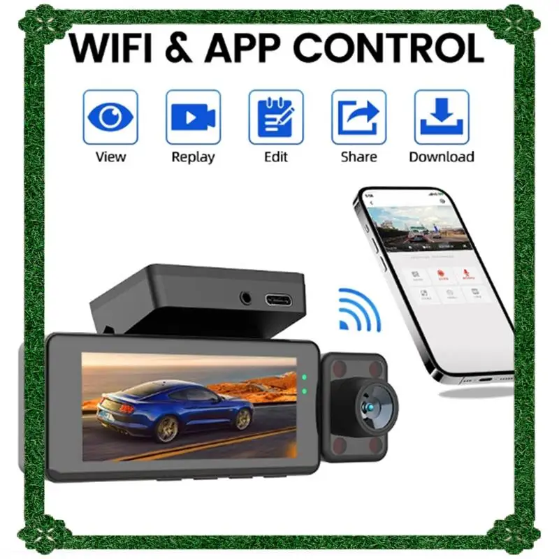 24-Hour Delivery HD 3.16 Inch Car DVR 3 Lens Vehicle Dash Cam Three Way Camera DVR Recorder Video Mini Dashcam Camcorder