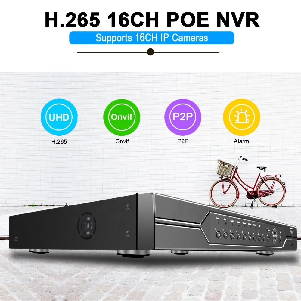 BESDER H.265 4MP 48V IEEE 802.3af POE NVR 16 Channel POE Network Video Recorder For 48V POE IP CCTV Camera