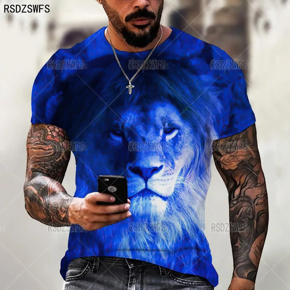 Fashion Animal Lion Graphic 3D Men T Shirt Summer Casual O-Neck Short Sleeve Oversized Male T-Shirt Streetwear Trendy Tops Tees