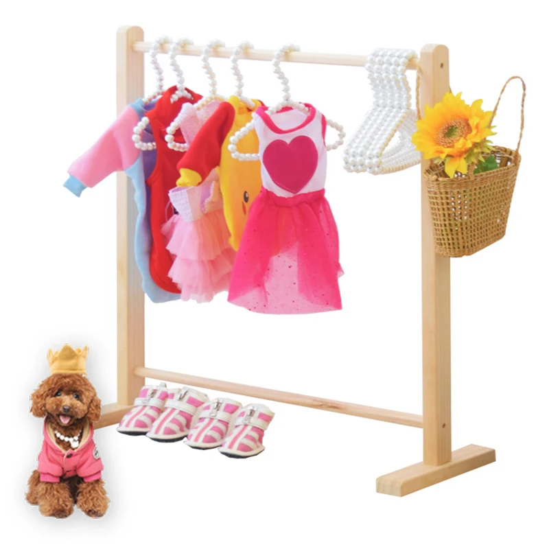 Wooden Clothes Rack for Pets Coat Rack Festival Present Gift for Kids  Cat and Dog Clothing Organizer  Stand Hanger Floor