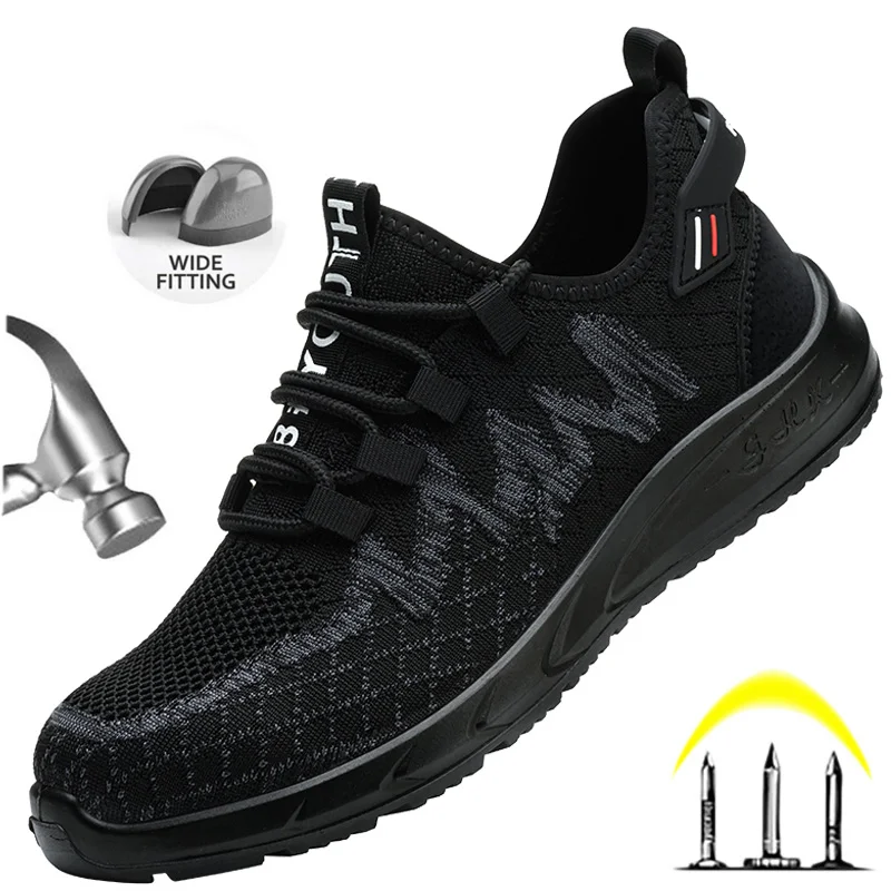 

Indestructible Mens Steel Toe Work Shoes Anti-Smash Safety Low-Cut Sneakers for Summer Breathable Anti Shock Industrial Shoes