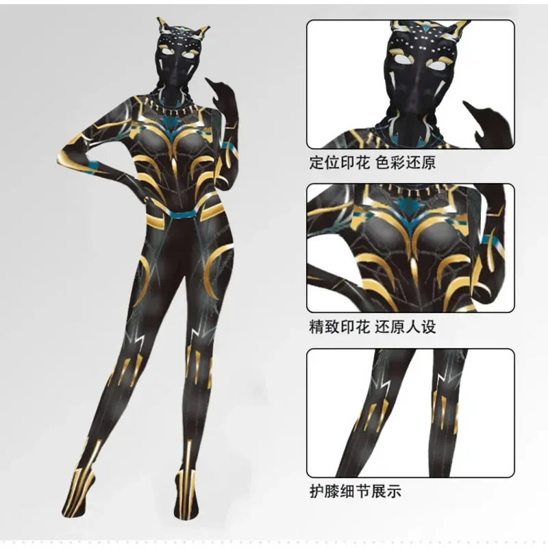 Costume cosplay da supereroe adulto pantera nera film anime Wakanda Forever tuta maschera uniforme festa di Halloween