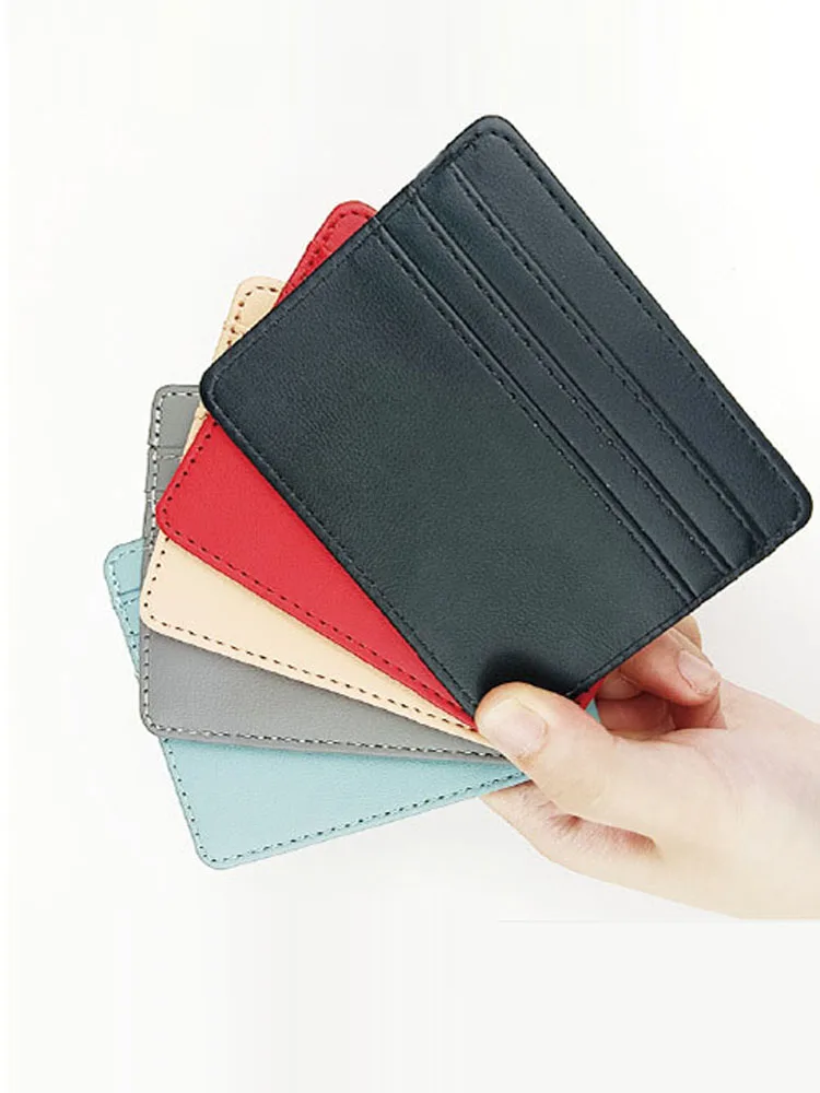 PU Leather ID Card Holder para Homens e Mulheres, Caixa de Cartão de Crédito Bancário, Multi Slot, Slim Card Case, Business Card Cover, Candy Color, 1Pc