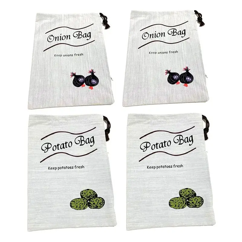 B69C 4PCS Potato Storage For Pantry I Potato And Onion Storage Bags With Side Zipper Farmhouse Onion Bag With Liner 35X26cm