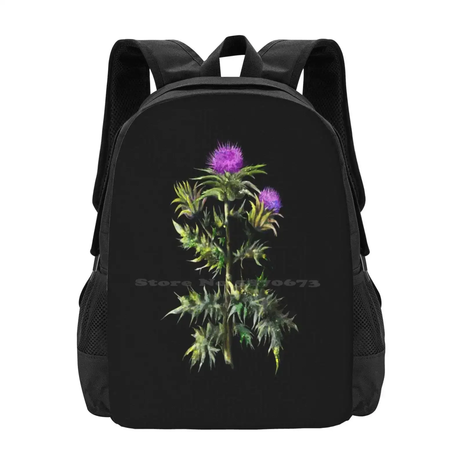 

Milk Thistle Magical Herbs Hot Sale Schoolbag Backpack Fashion Bags Botanical Floral Witchcraft Black Magic Herbal Deadly Magic
