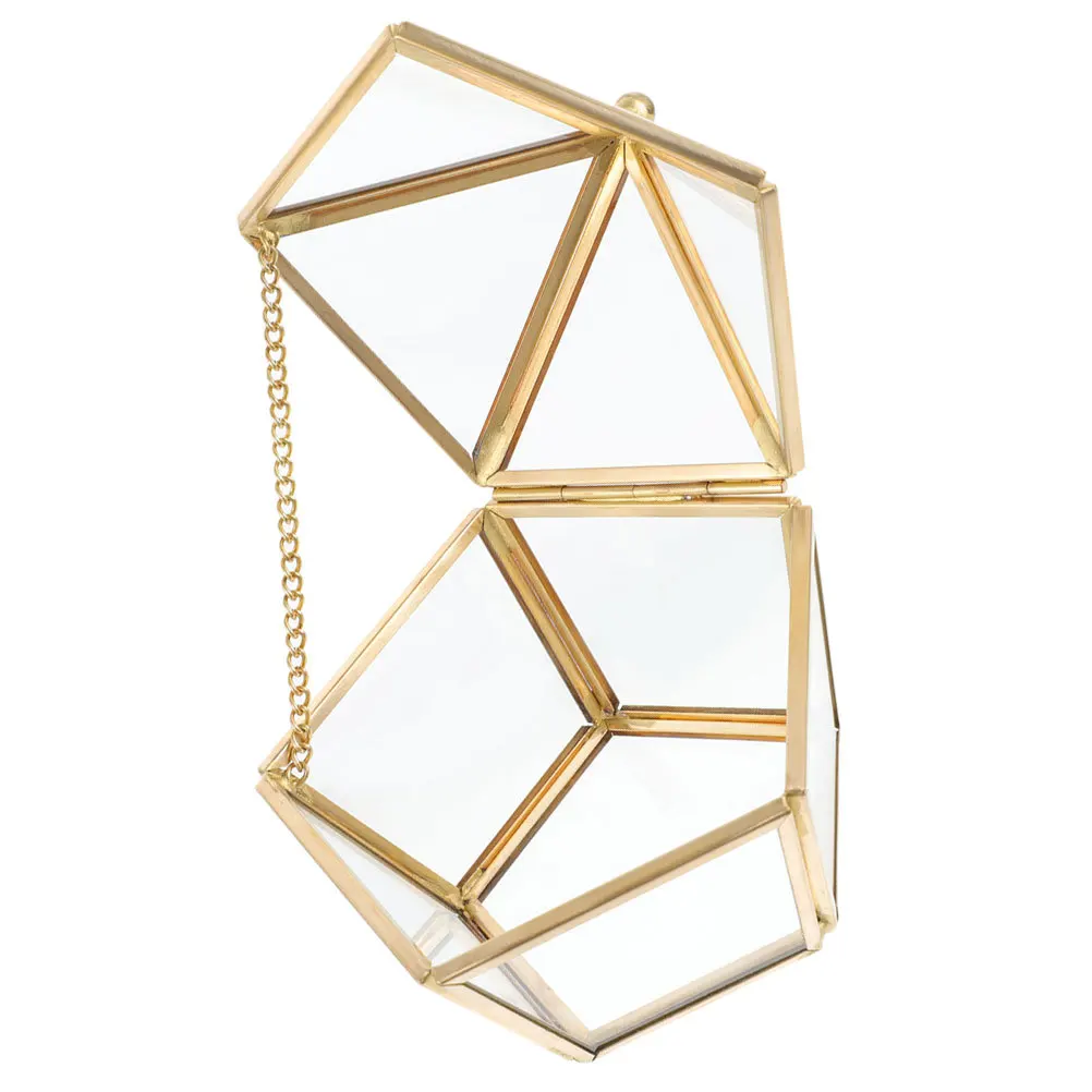 Portable Glass Jewelry Box Transparent Jewelry Storage Organizer Compact Desktop Case for Rings Necklaces Earrings Bracelets