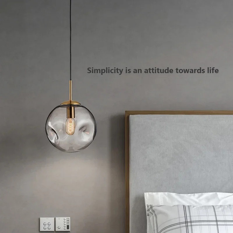 Lámpara colgante de cristal para decoración de habitación, luces LED modernas y sencillas de estilo nórdico para Loft, dormitorio, cabecera, sala de