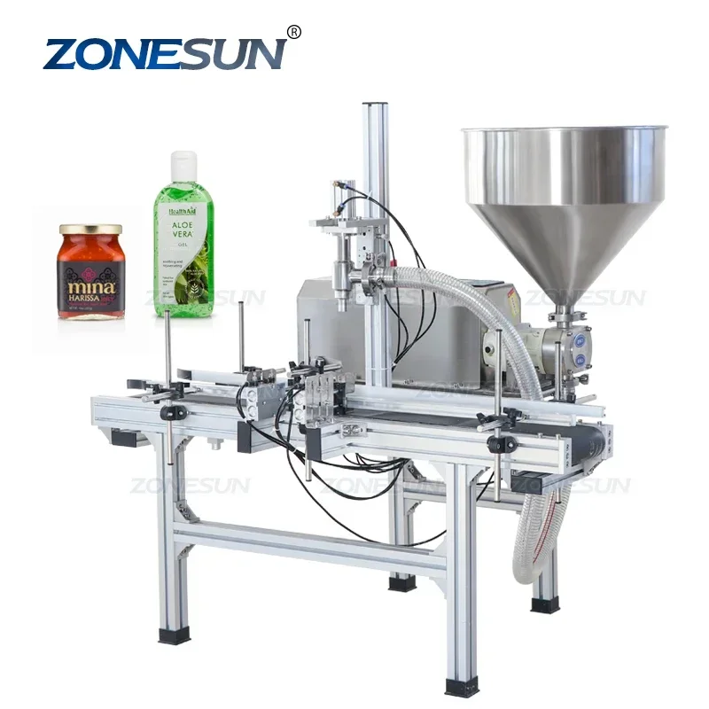 

ZS-DTGT900P Automatic Desktop Single Diving Head Rotor Pump Food Jam Cream Paste Filling Machine