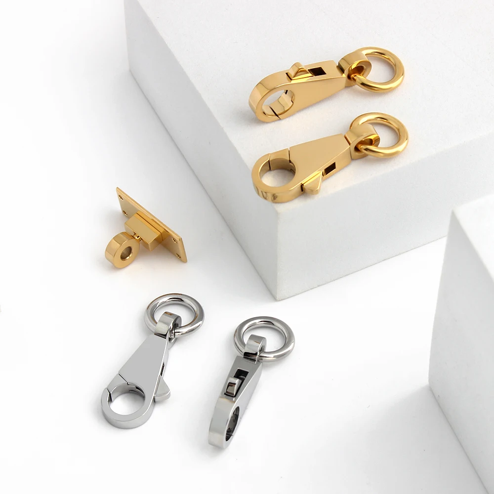 1/4/10Sets New Style Stainless Steel Metal Rectangle Eyelets Lock For Purse Handbags Bags Hanger Sole Plate Lock Accessories
