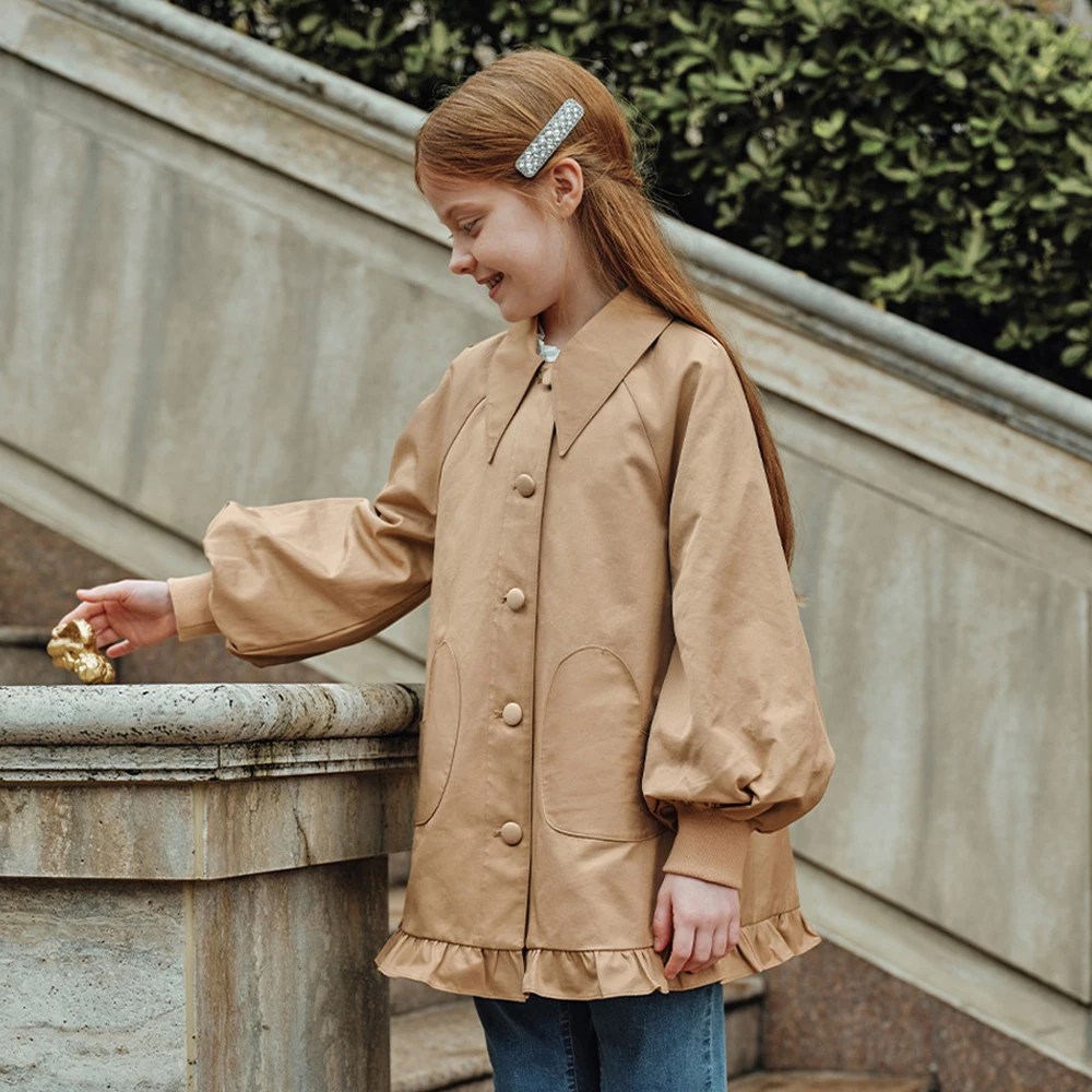 Dave Bella Girls Autumn Long Trench Coats 7-13 Years Kids Windbreaker Jacket For Children Spring Outwear Clothing DK3262707