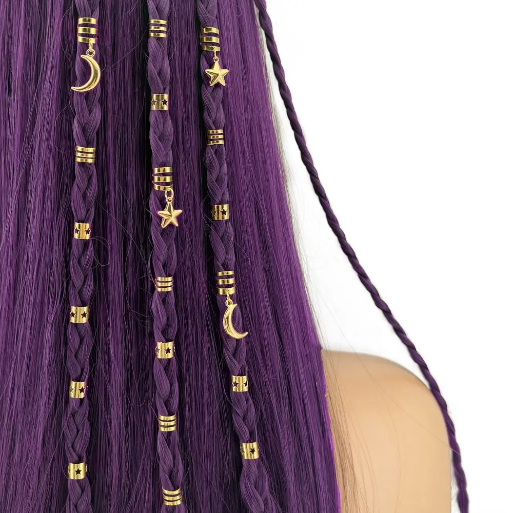 

44pcs Stars Moon Hollow Out Hair Ring Hair Braiding Dread Locks Dreadlocks Beads Headwear DIY Hair Braid Tubes Decor