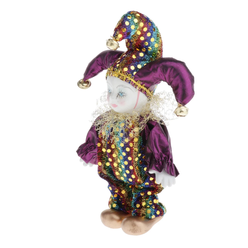 Funny Clown Porcelain Doll Souvenirs Collection Ornaments for Office,