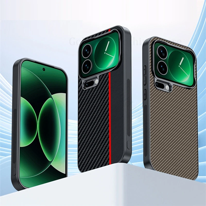 

For Xiaomi 17 Pro Max Kevlar Leather Spliced Phone Case For Xiaomi 15 14 13 Ultra TPU Bumper Protective Cover For Mi 17 15 14Pro