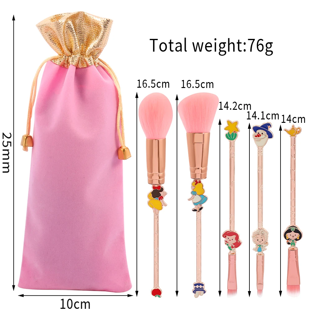 애니메이션 백설공주 인어 엘사 신데렐라 재스민 메이크업 브러쉬, 코스프레 액세서리, 여성 메이크업 도구, 세트당 5 개