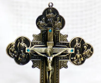 HOT SALE TOP office home blessing - religious Christianity Catholicism Jesus cross bronze statue--