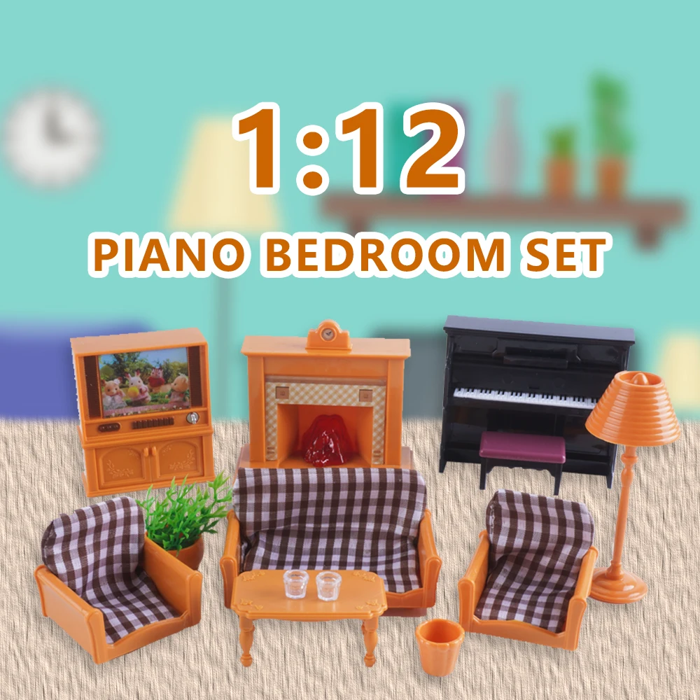 SENGTONGLE-T02 Zestaw Mebli do Salonu Domku dla Lalek Miniaturowa Sofa TV Zabawa w Udawanie Akcesoria do Domku dla Lalek dla Chłopca Dziewczynki Prezenty