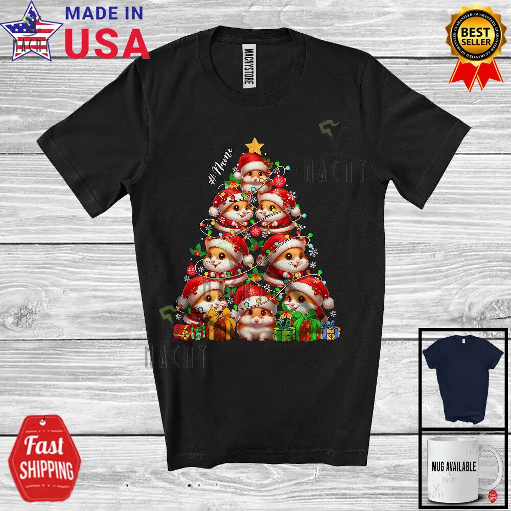 

Custom Name Hamster Christmas Tree; Joyful X-mas Lights Hamster; Rodent T-Shirt