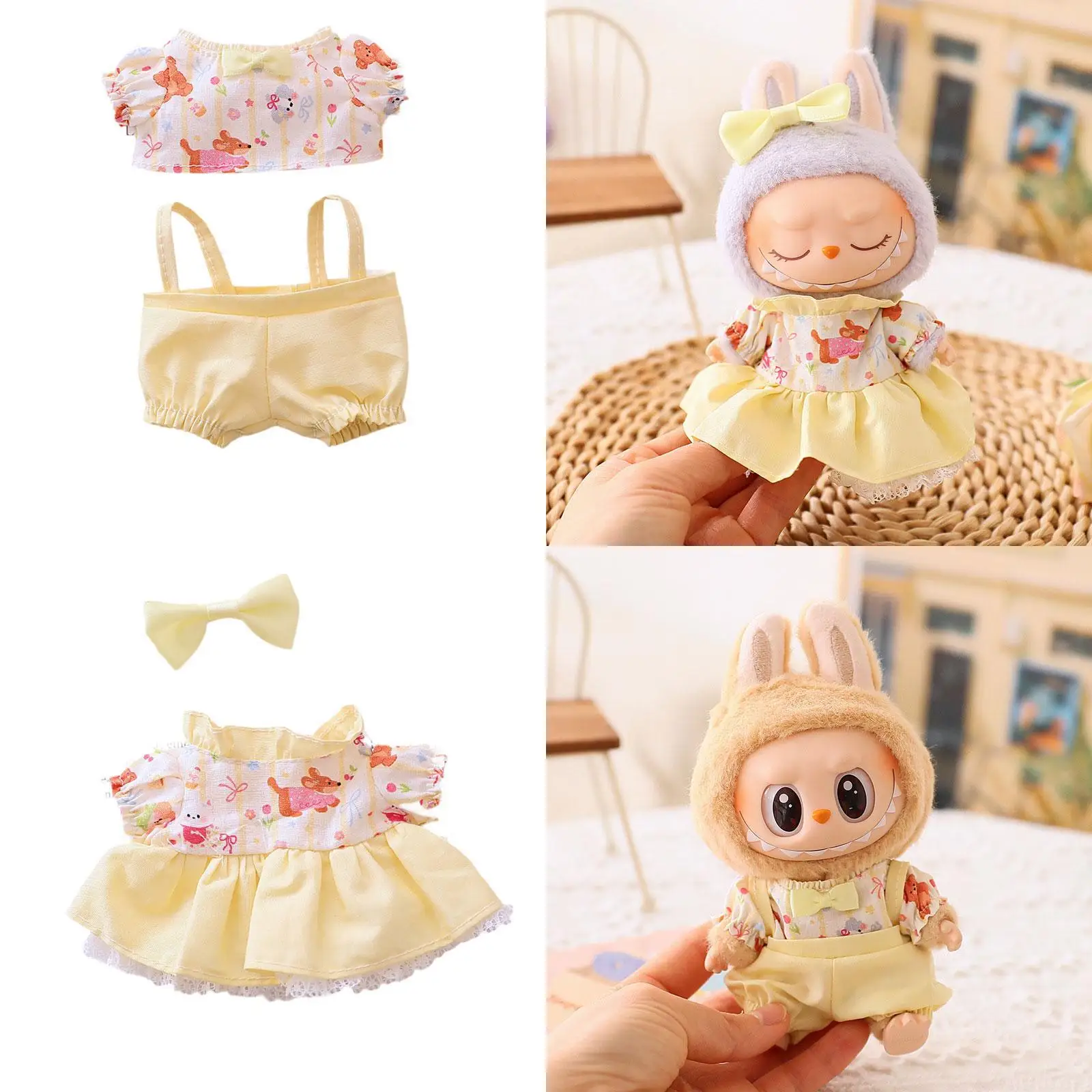 Pluche poppenkleertjes voor poppen van 15-17 cm, doe-het-zelf-kostuums, zachte pluche popaccessoires