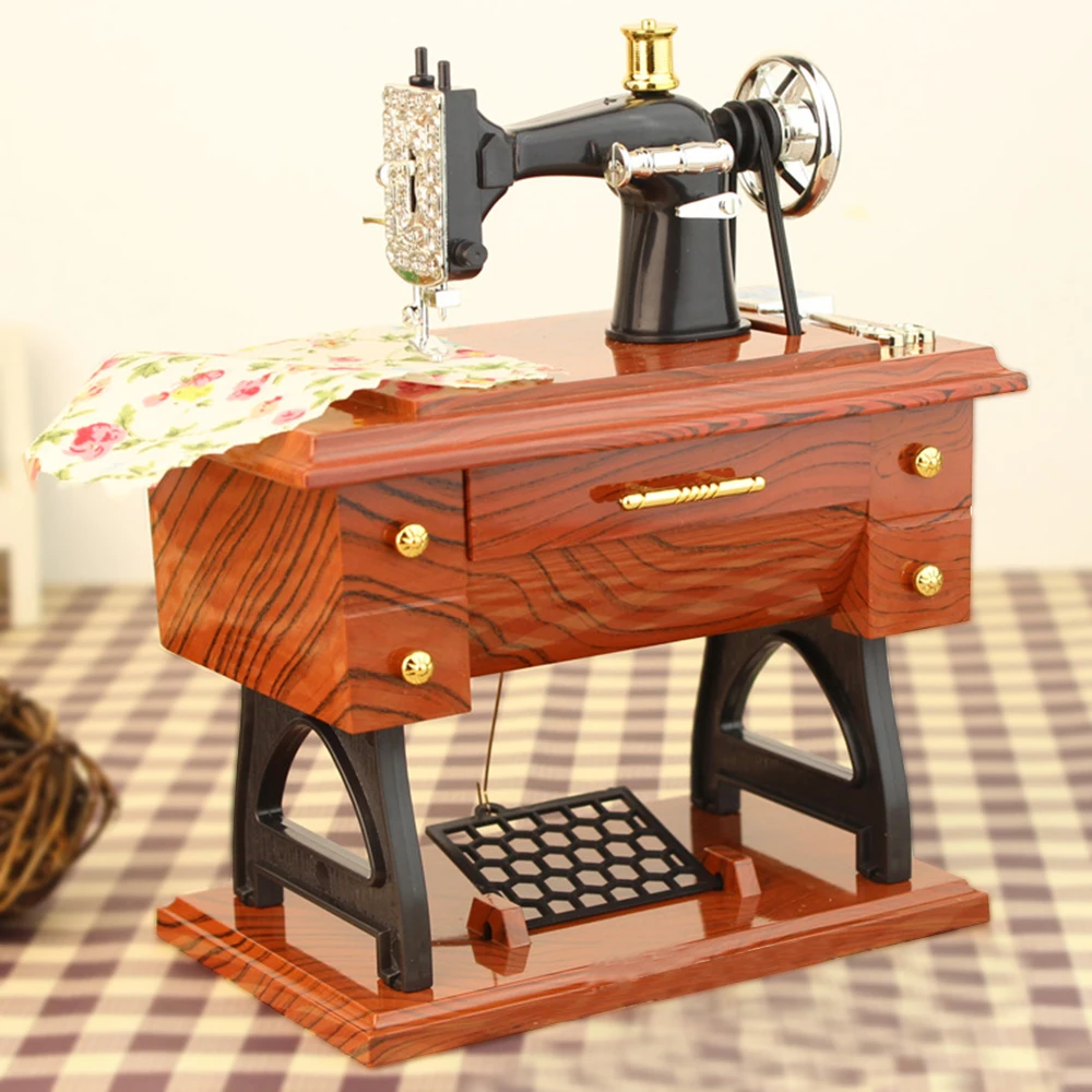 Jewelry Box Hand Crank Vintage Music Boxes Christmas Gift New Year Gift Birthday Gifts Mini Sewing Machine Style Music Box