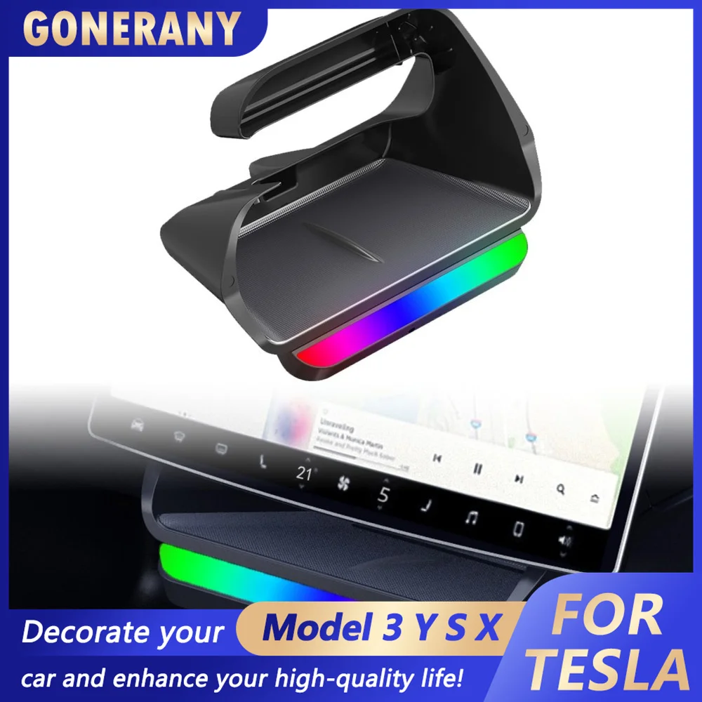 Per Tesla Model 3/Y vassoio portaoggetti per Console centrale, con illuminazione ambientale, luce regolabile, scatola portaoggetti stabile sotto lo