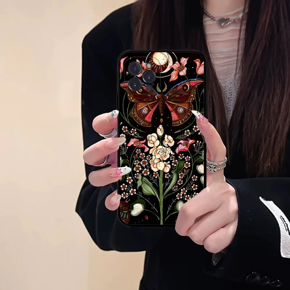 Forest Magical Moth Thistle Phone Case Silicone Soft for iphone 15 14 13 12 11 Pro Mini XS MAX 8 7 6 Plus X XS XR Cover