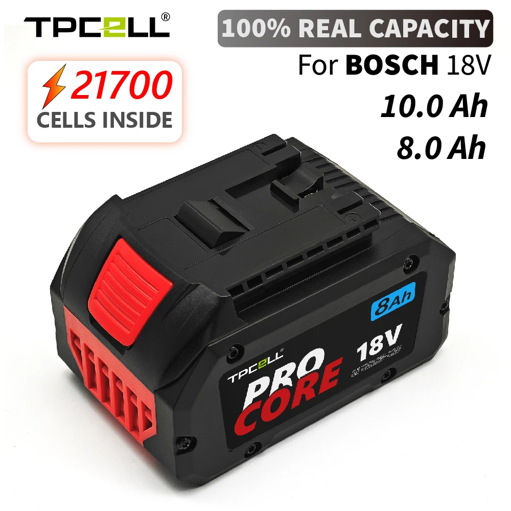 TPCELL 8AH/10AH For BOSCH Professional 18V 21700 Battery ProCORE 18V Li-ion Replacement for BAT609 BAT618 with bms