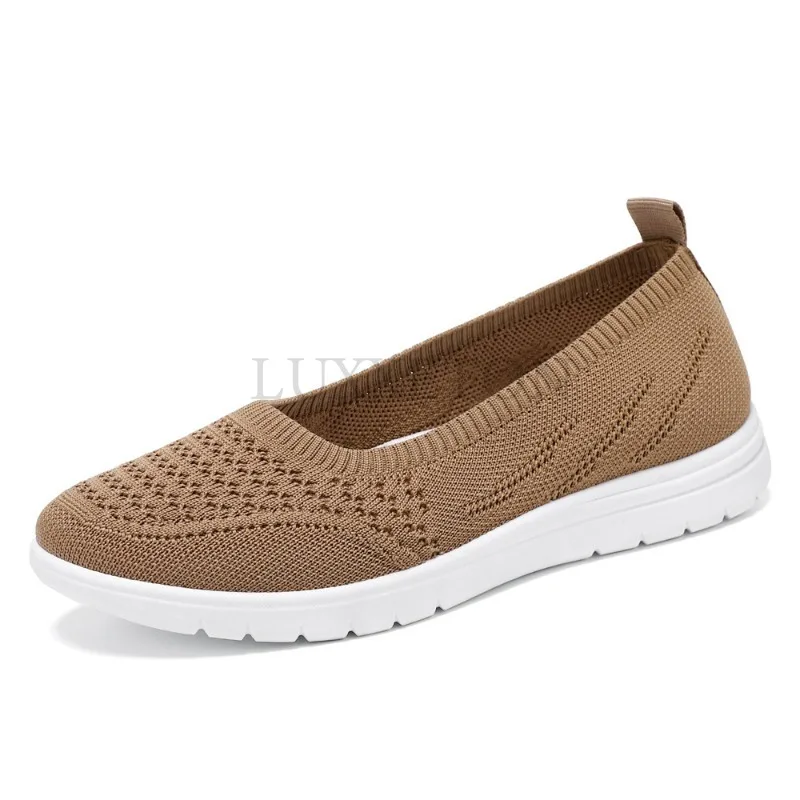 Women\'s Slip On Solid Color Shoes Summer Fashion Mesh Breathable Casual Shoes Walking Non Slip Platform Sandals Flats Loafers