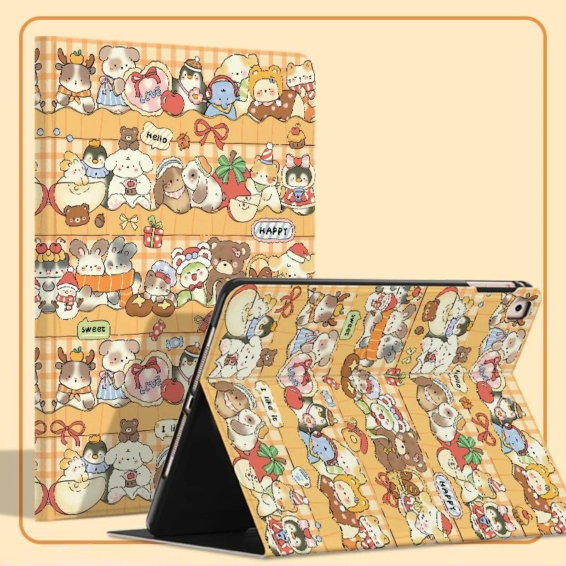 Kawaii Animals Party Tablet Case for Xiaomi 7 7Pro 11.2in MiPad 6 6S Pro 12.4 RedmiPad SE 11 Pro 12.1in Book-Style Pen Slot Case