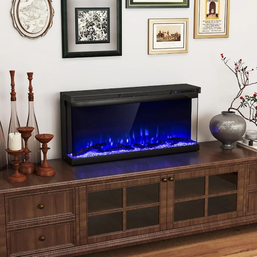 Inserto per caminetto elettrico a 3 lati da 36 pollici con potenza di riscaldamento da 750 W 1200 W Design da incasso per soggiorno o camera da letto 12 Fiamme Co