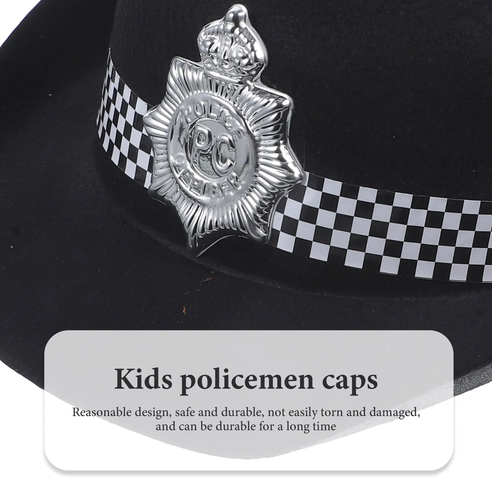 

2Pcs Police Hat Kids Costume Felt Cloth Caps Reusable Washable Adjustable Child Halloween Party Accessories Decorative
