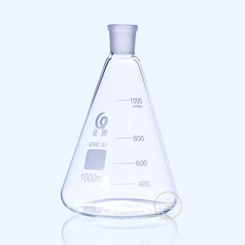 Imagem -05 - Laboratório 25ml a 2000ml Alto Borosilicate Vidro Espiral Pescoço com Boca Padrão 19 24 29 Triangular Balão Cônico Peças