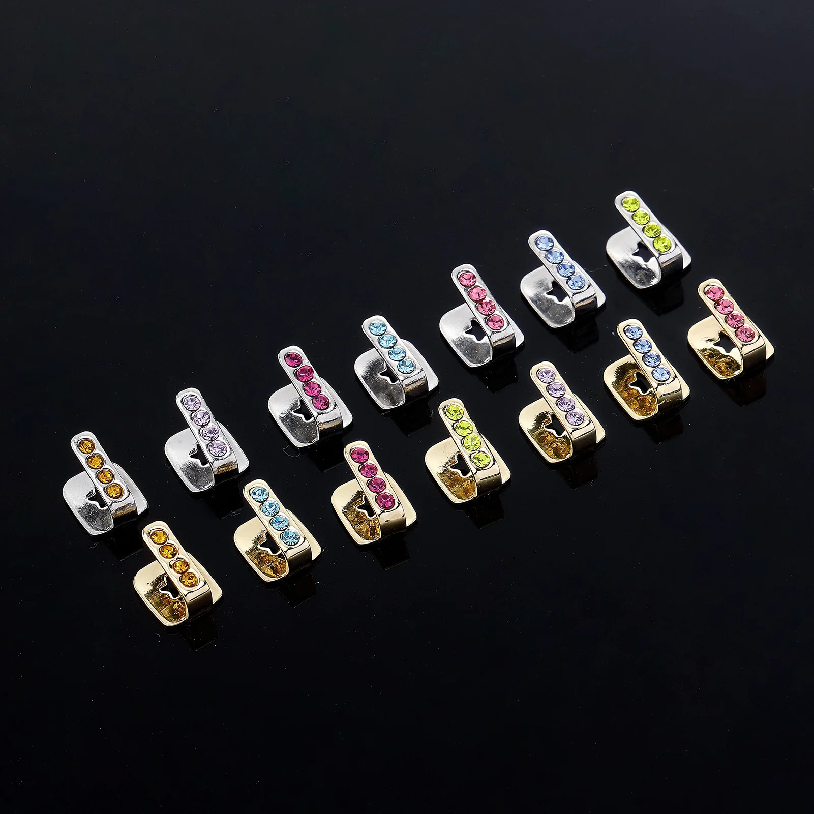 Fashion Single Vertical Bar Teeth Grillz Braces Hip Hop Hollow Tooth Caps Zircon Dental Grills For Women Men Jewelry