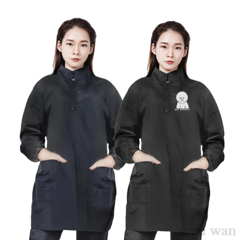 Pet Dog Grooming Uniforms Pet Groomer Work Clothes Anti Hair Waterproof Gown Beauty Salon Barber Shop Hairdresser Robe Y1031