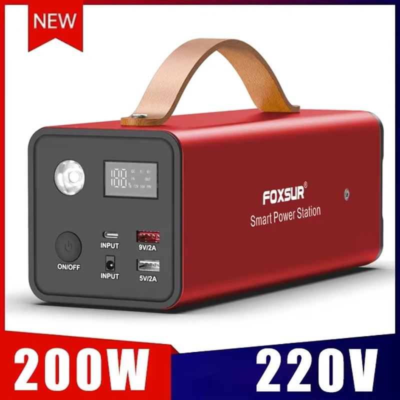 

200W Portable Power Station 220V LiFePO4 Battery Outdoor Camping Emergency Power Supply Solar Generator Battery Home Power Bank