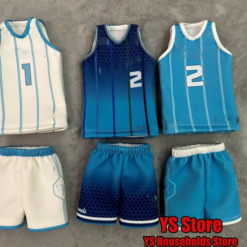 1/6 Basketball Player Mini Sport Jersey NO.1/ 2 Print Sleeveless T-shirt Shorts Uniform Set For 12