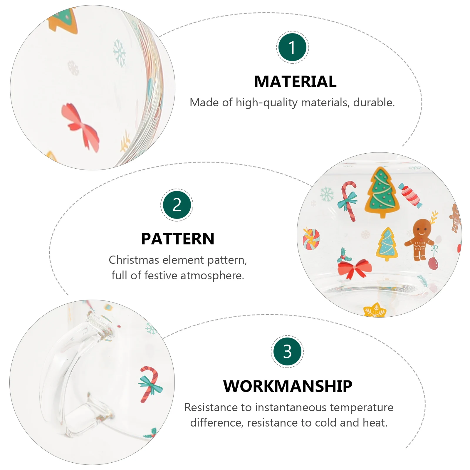 

1Pcs Christmas Milk Cup Transparent Drinking Cup Large Diameter Smooth Rim Breakfast Tea Beverage Glass for Home Cafe Hotel Use